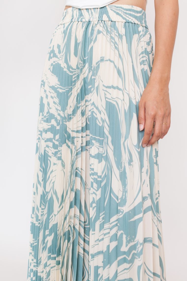 Abstract Print Pleated Pants - Sage - Image 6