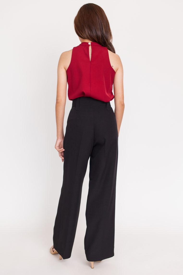 Tiered Front Halter Blouse - Maroon - Image 5
