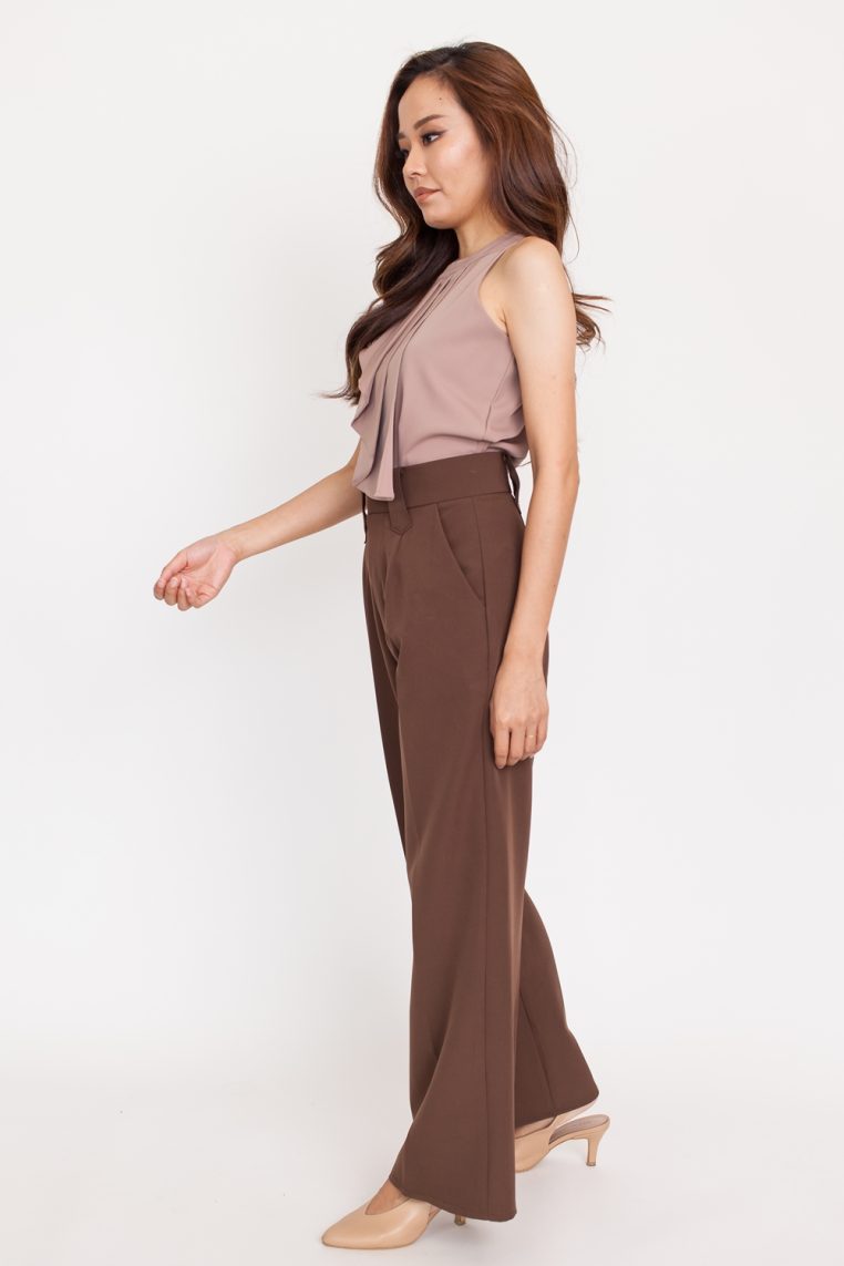 Tiered Front Halter Blouse - Taupe - Image 4