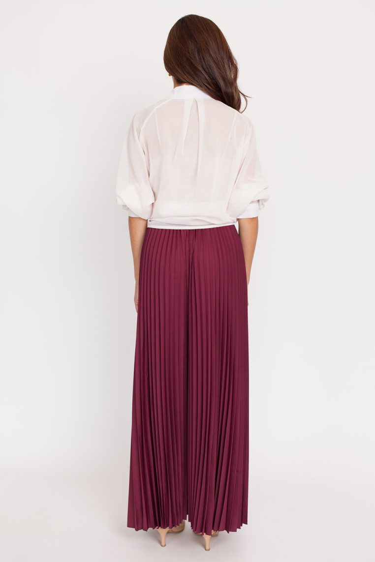 Alternative view of Pleated Flare Pants - Burgundy
