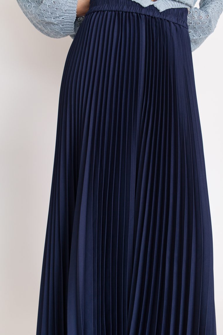 Pleated Flare Pants - Navy Blue - Image 2
