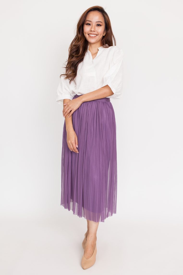 Mandarin Collar Slit Linen Blouse - White - Image 3