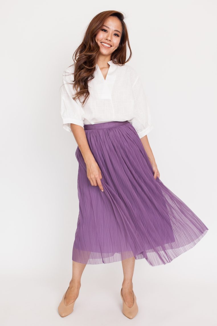 Mandarin Collar Slit Linen Blouse - White - Image 4