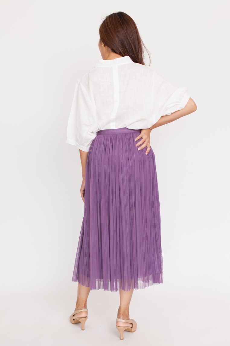 Mandarin Collar Slit Linen Blouse - White - Image 6