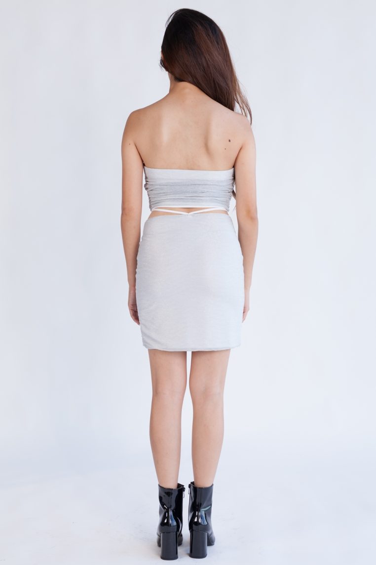 Metallic Padded Tube and Mini Skirt Co-ord - Silver - Image 6