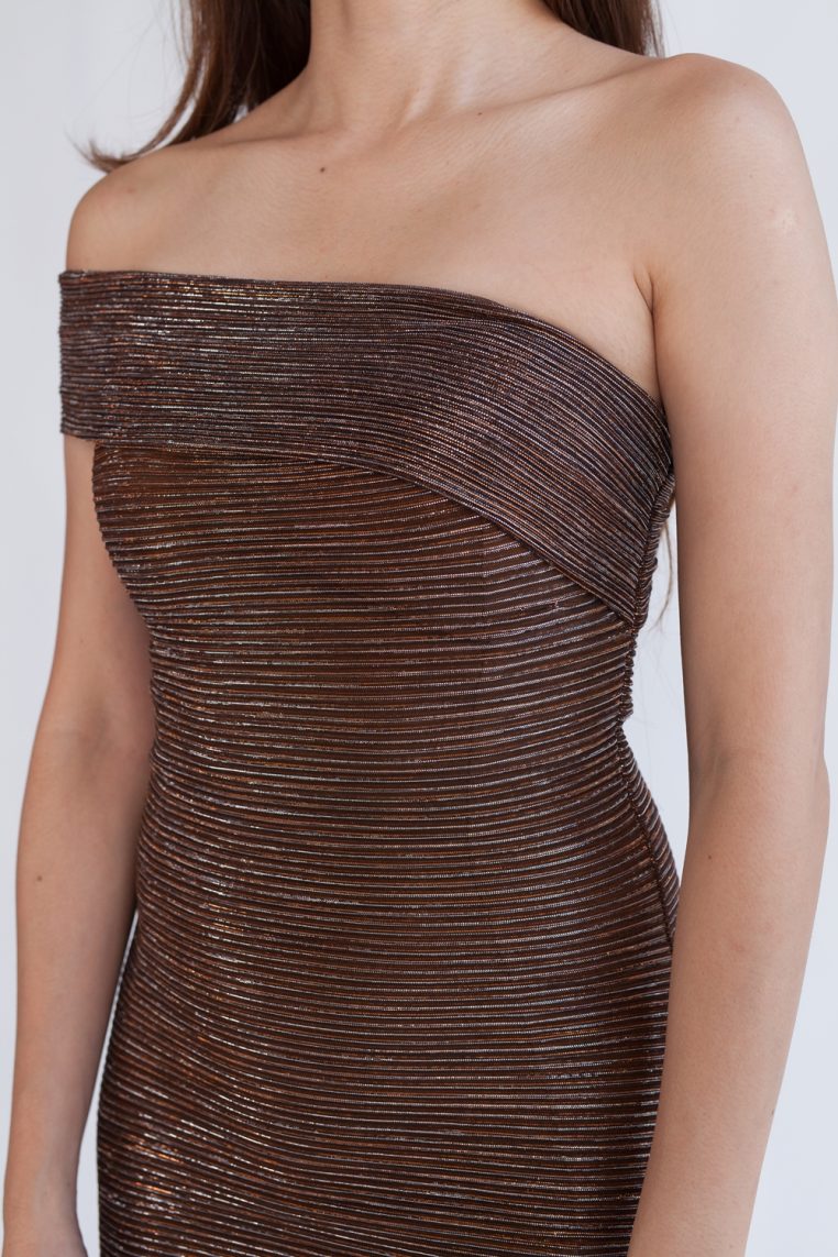 Glitter Padded Toga Mini Dress - Orange - Image 6