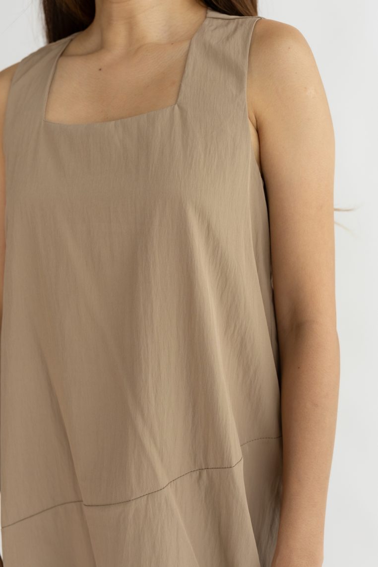 Iridescent Layered Shift Dress - Khaki - Image 3