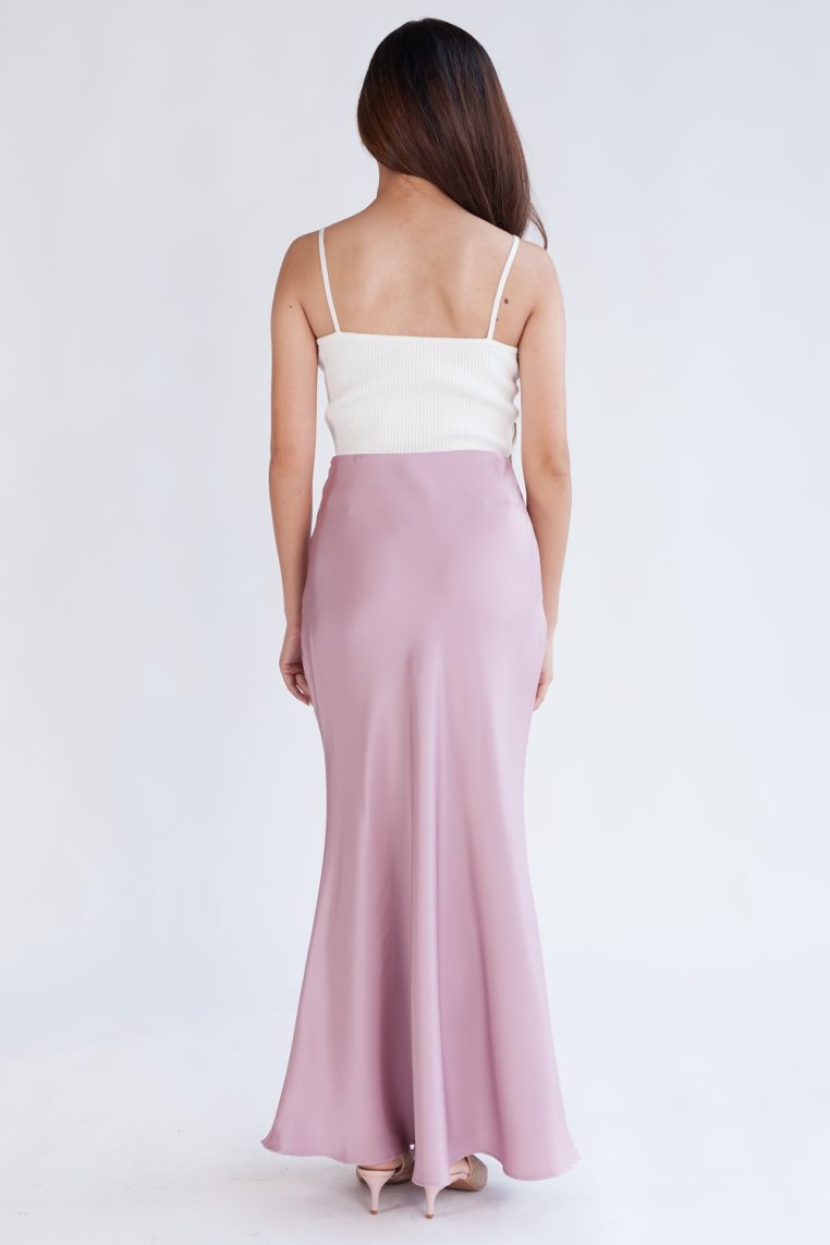 Alternative view of Satin Maxi A Line Skirt - Mauve Pink