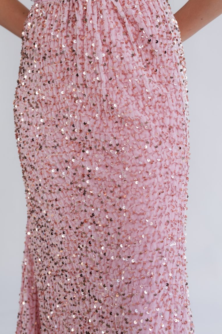 Velvet Sequin Maxi Skirt - Pink - Image 5