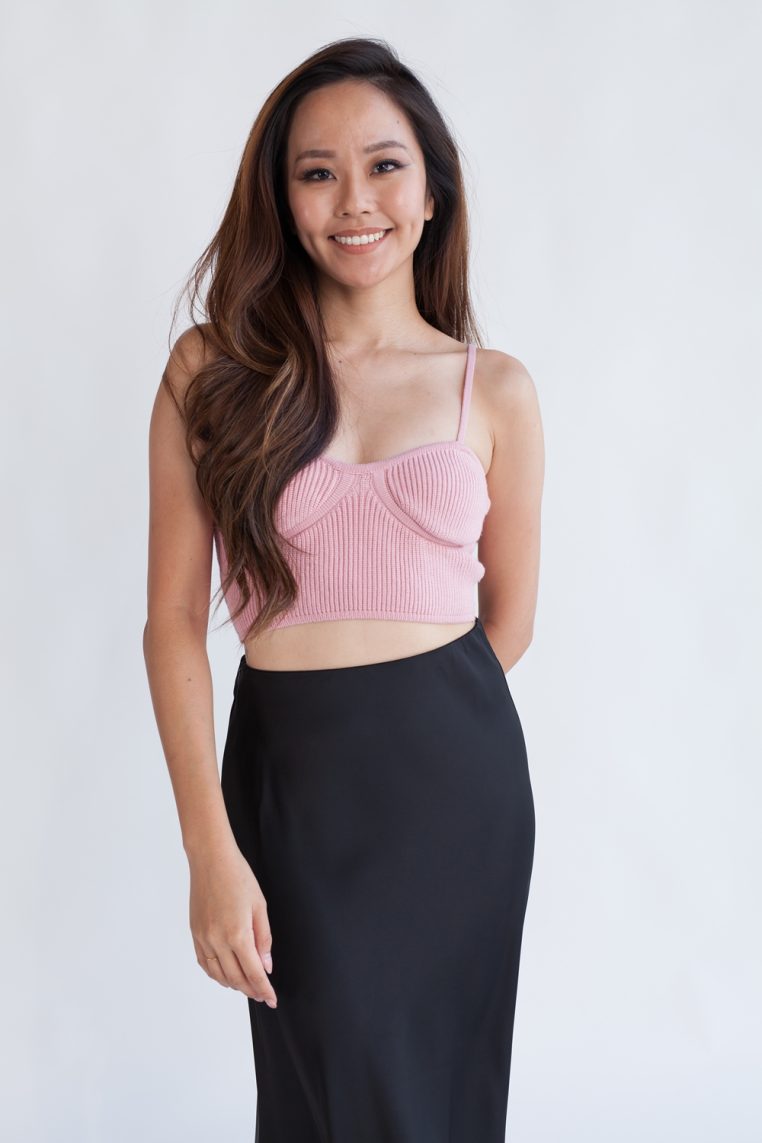 Knit Crop Bustier Top - Pink - Image 3