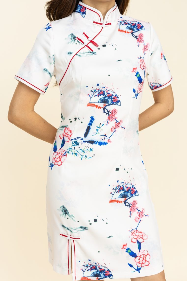 Sakura and Fan Print Mini Cheongsam - Image 7