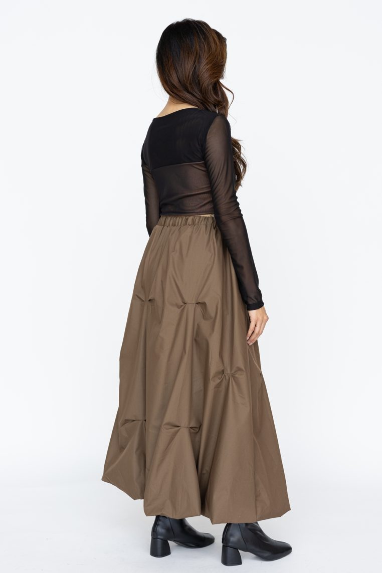 Alternative view of Gathered Maxi Bubble Skirt - Brown