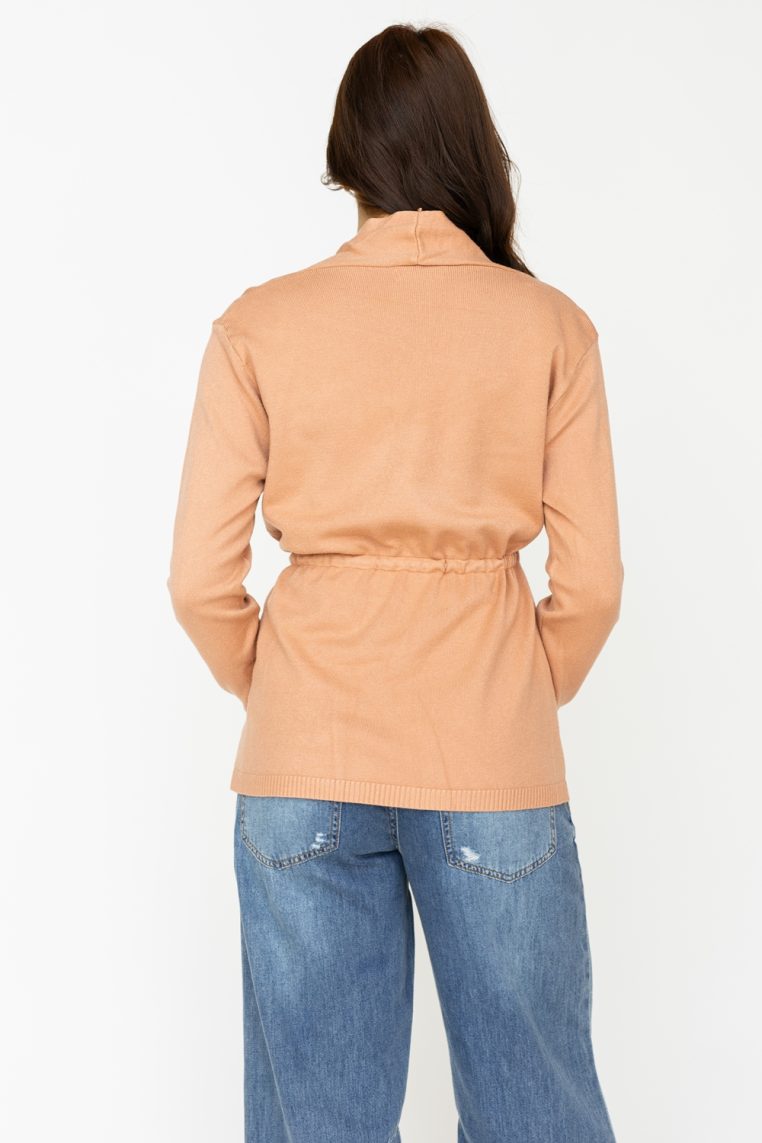 Alternative view of Ruched Tie Long Cardigan - Peach