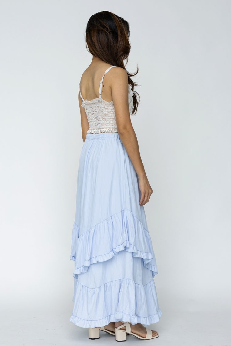 Alternative view of Asymmetrical Tiered Ruffle Skirt - Blue