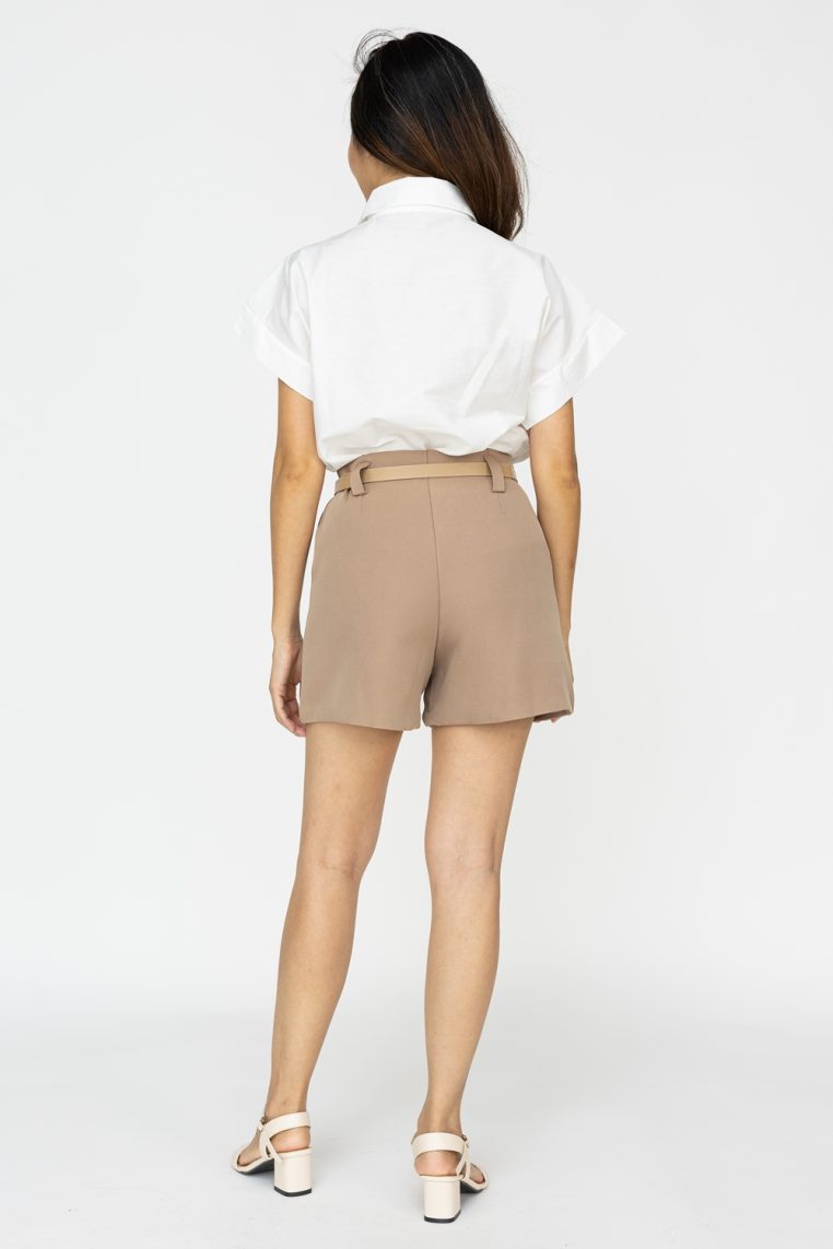 Smart Shorts with Belt - Light Brown - Image 5