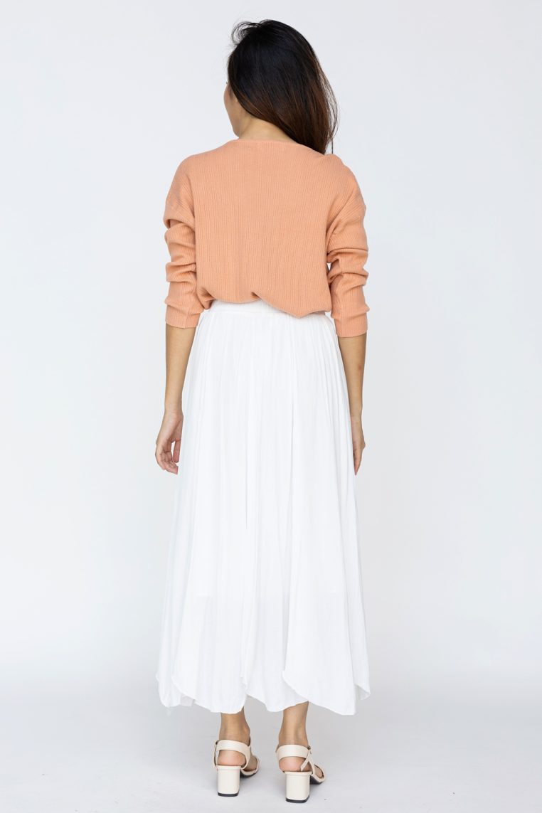 Irregular Hem Flare Maxi Skirt - White - Image 6