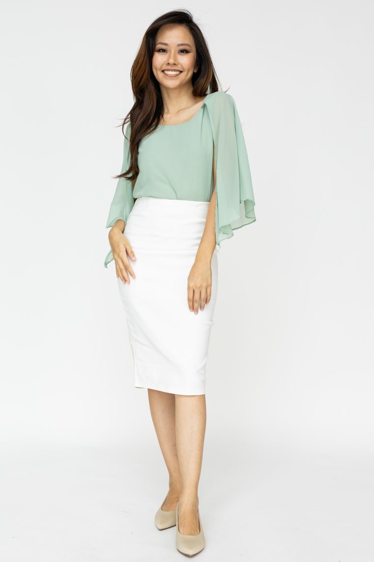 Cape Sleeve Blouse - Mint - Image 3