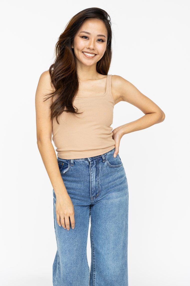 Ribbed Padded Tank Top - Skin - Image 4