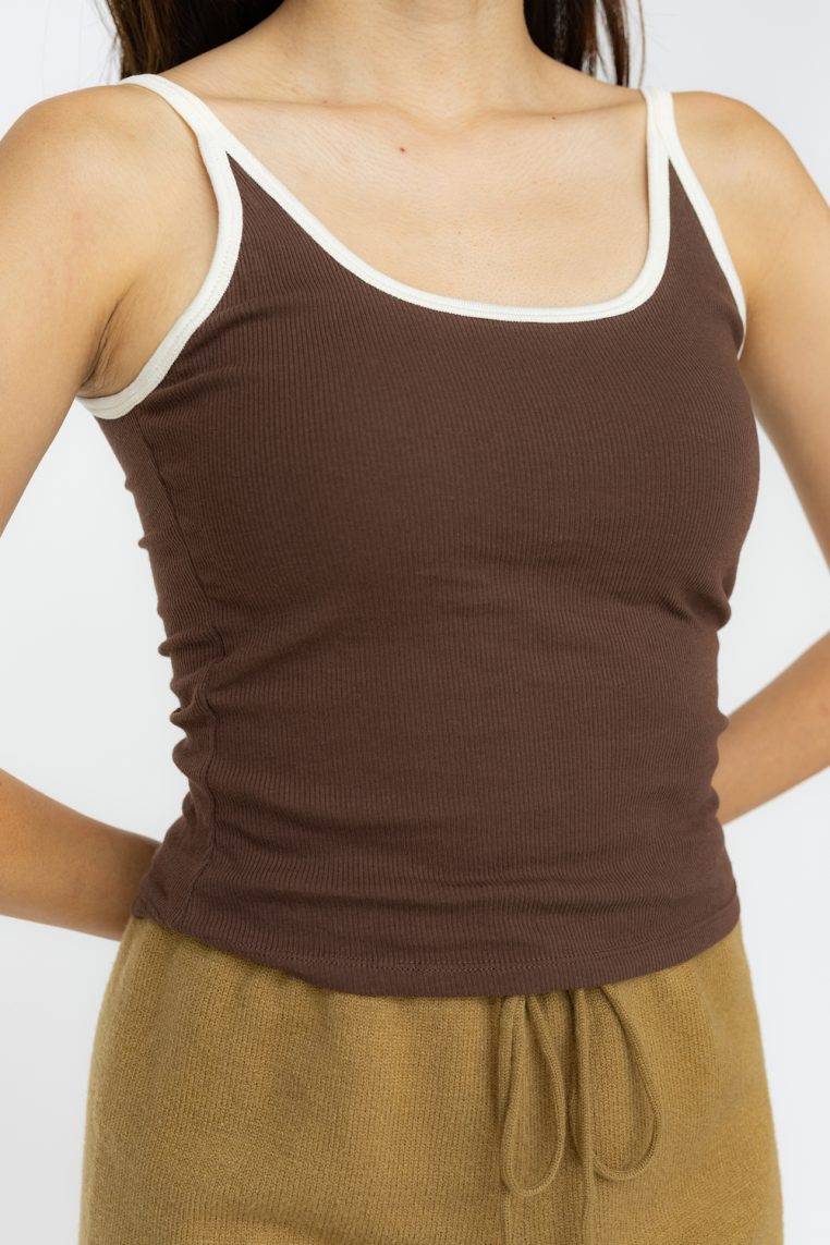 Alternative view of Contrast Padded Tank Top - Brown