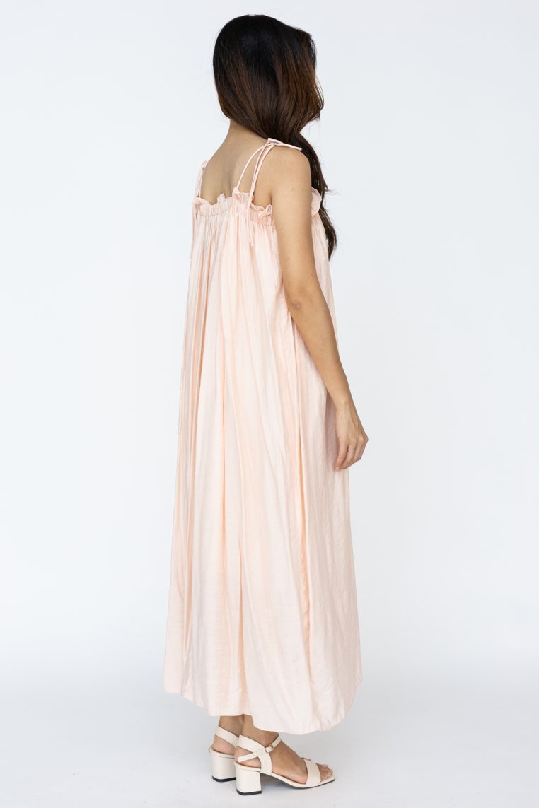Ruffle Self Tie Strap Maxi Dress - Blush - Image 7