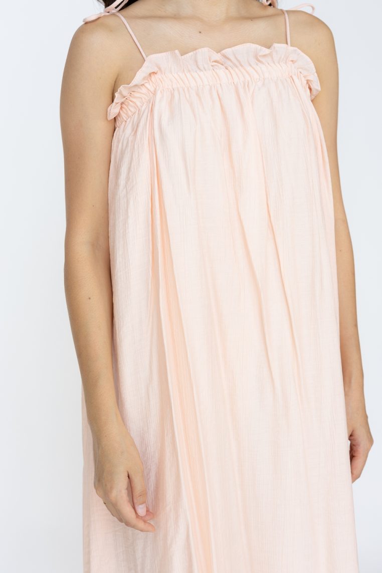 Ruffle Self Tie Strap Maxi Dress - Blush - Image 8