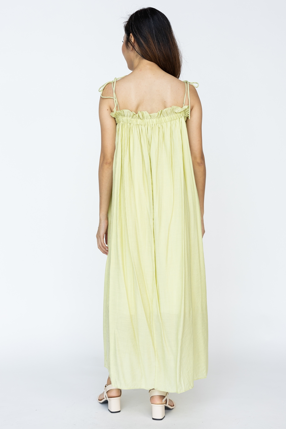 Ruffle Self Tie Strap Maxi Dress - Sage - Image 7