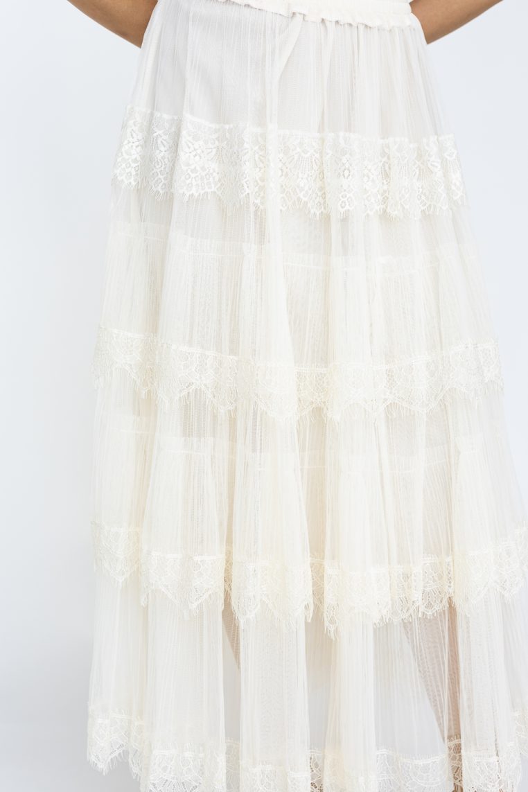Alternative view of Lace Tiered Maxi Skirt - Cream