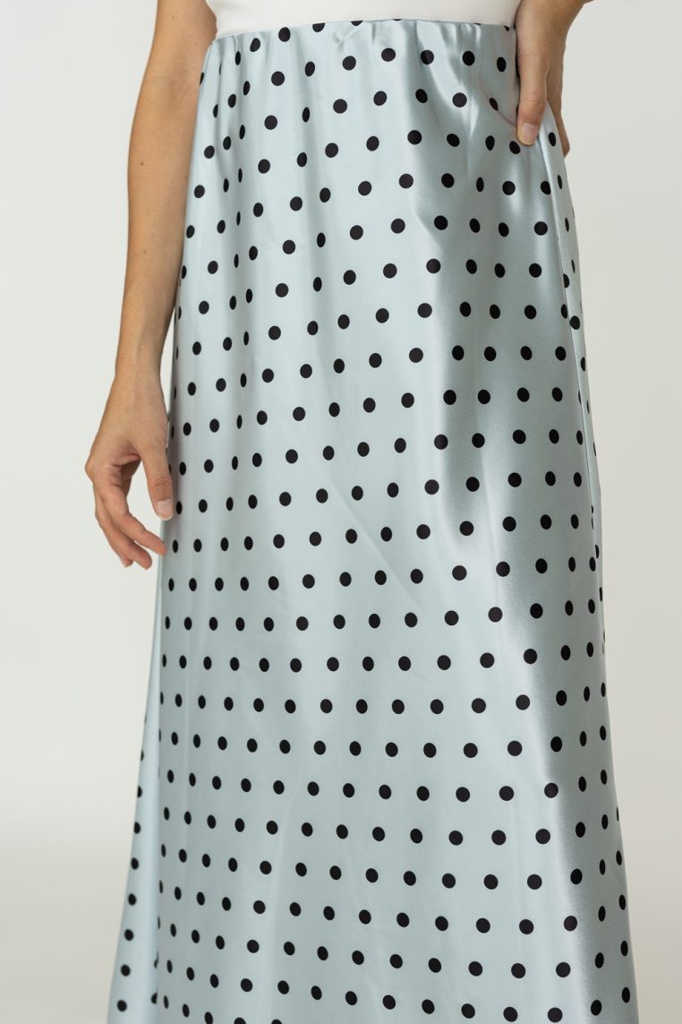 Alternative view of Polka Dot Satin A Line Maxi Skirt - Baby Blue