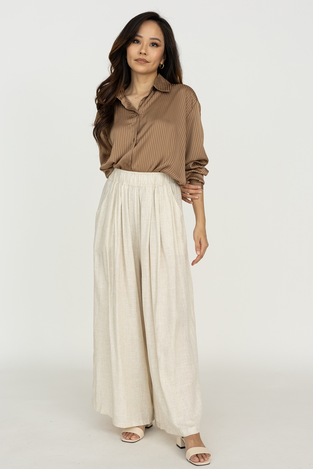 Striped Boyfriend Shirt - Bronze - Image 4