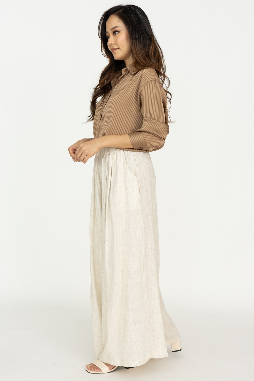 Striped Boyfriend Shirt - Bronze - Image 5