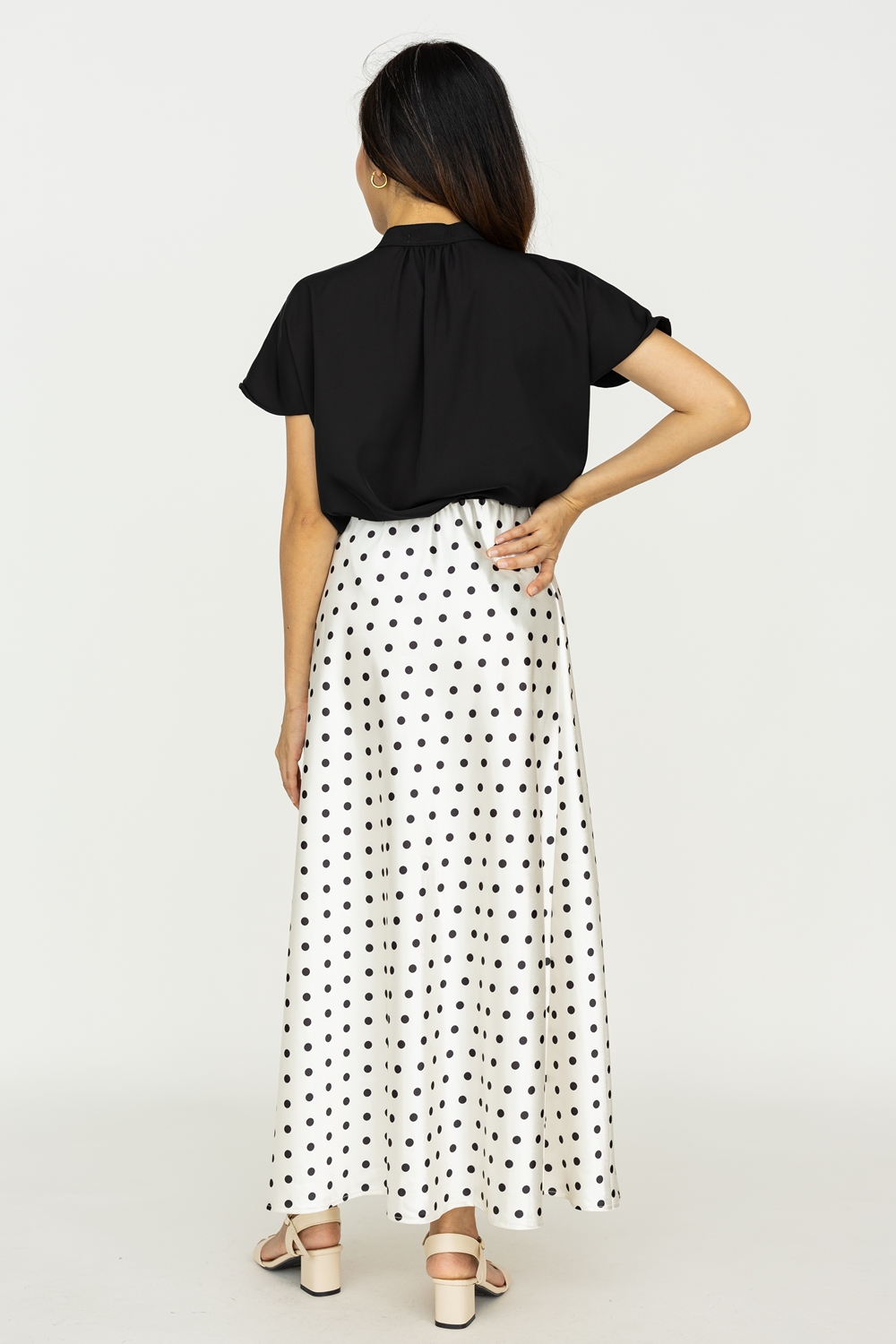 Mandarin Collar Button Shirt - Black - Image 5