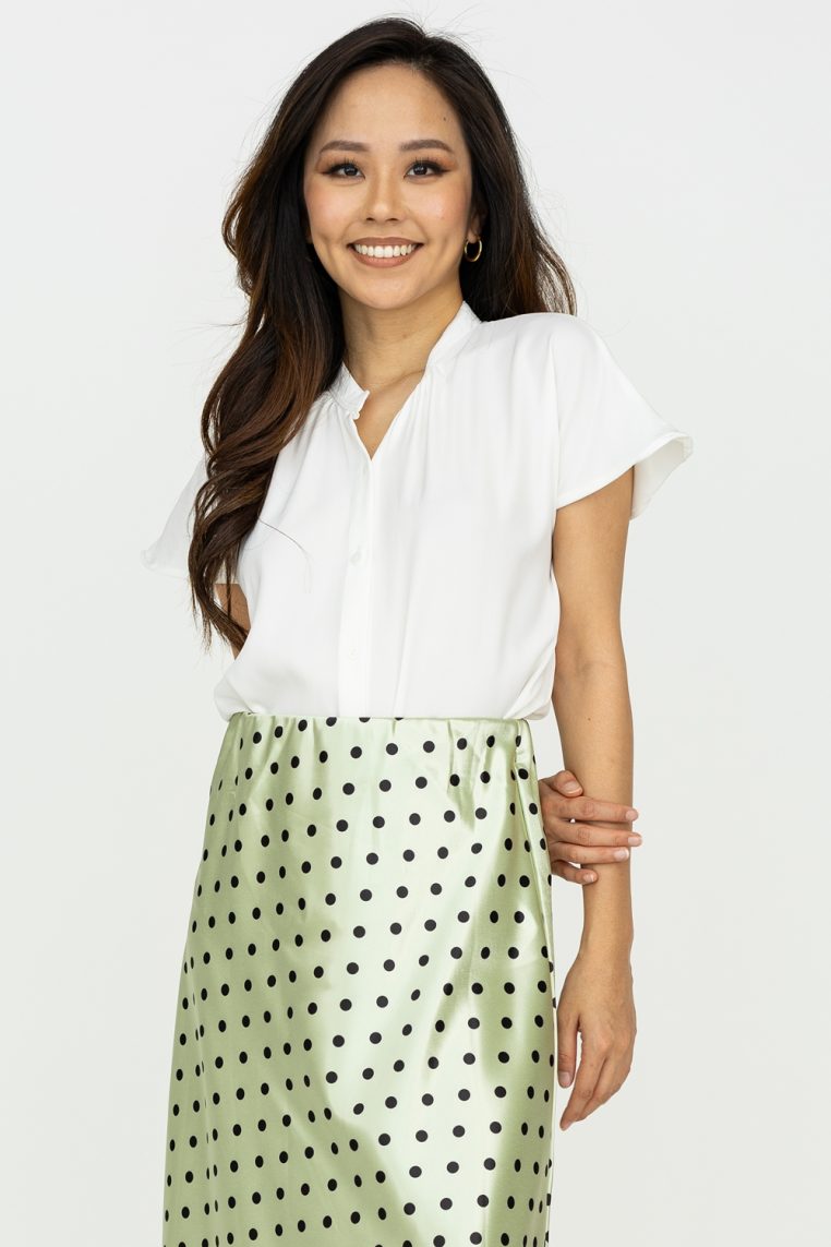 Mandarin Collar Button Shirt - White