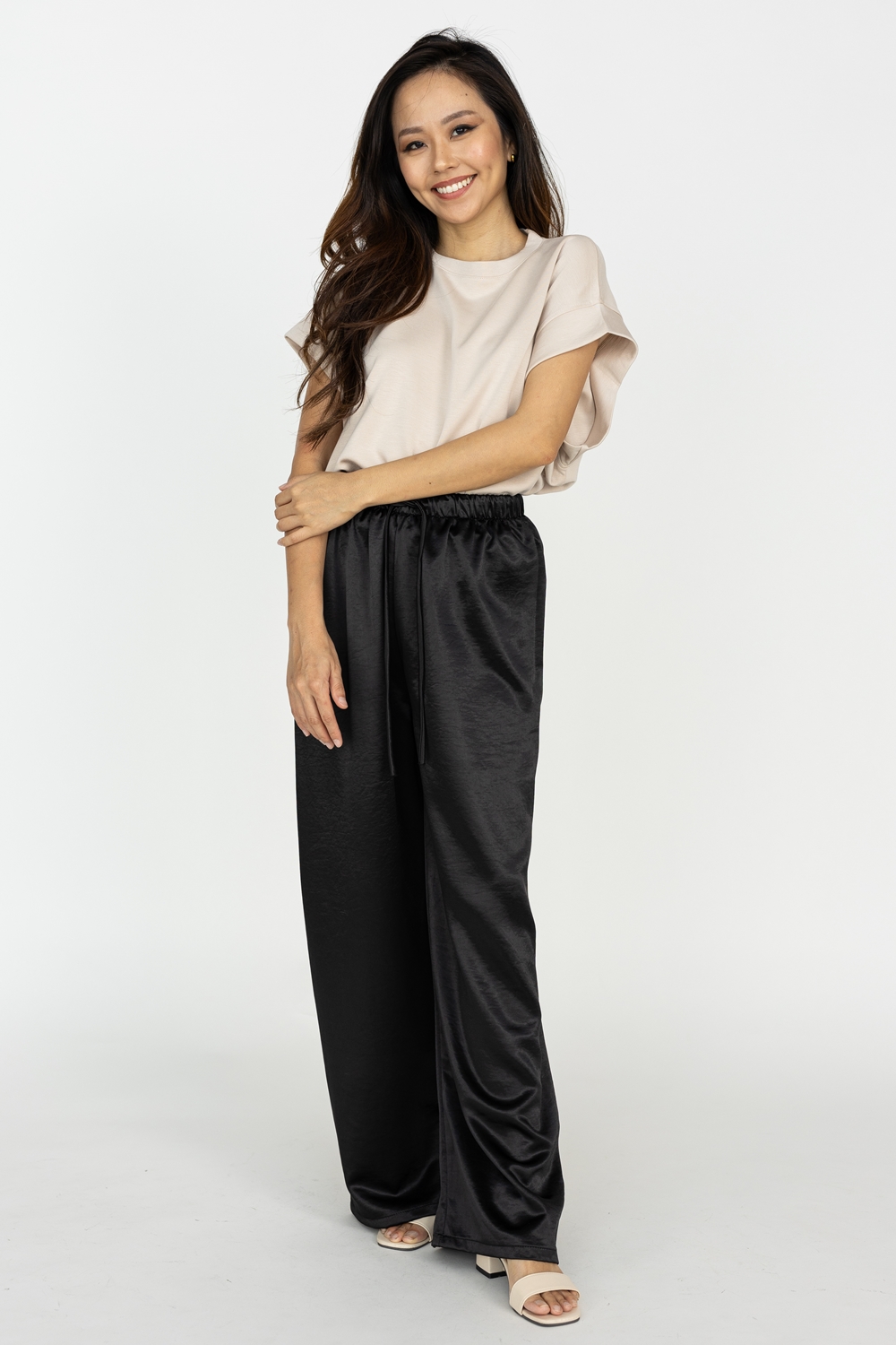 Satin Jogger Pants - Black - Image 3