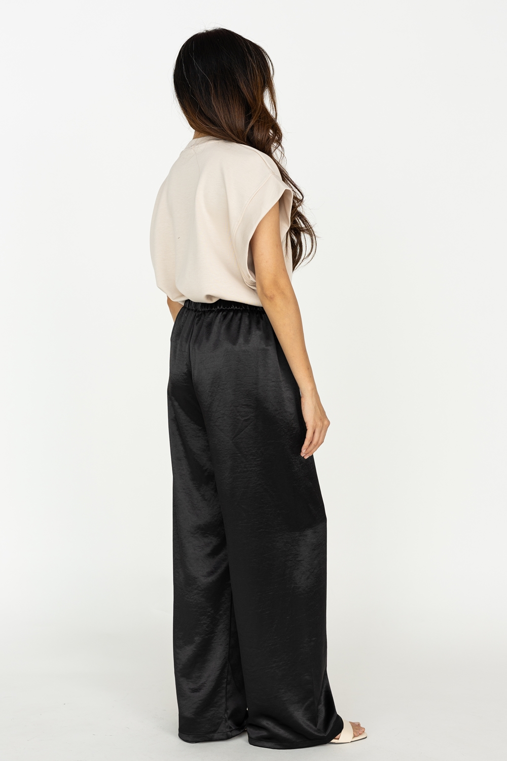 Satin Jogger Pants - Black - Image 5