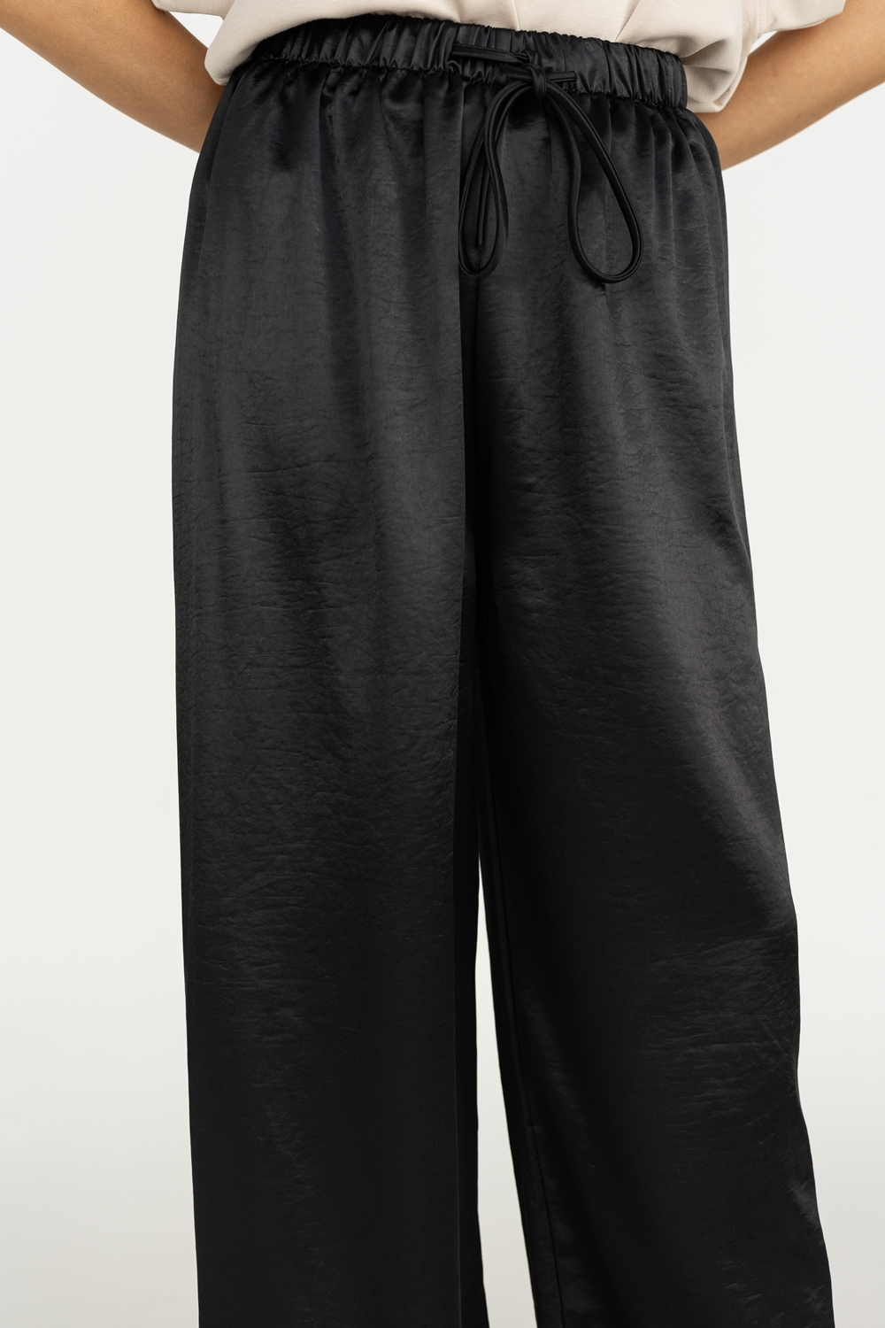 Satin Jogger Pants - Black - Image 2