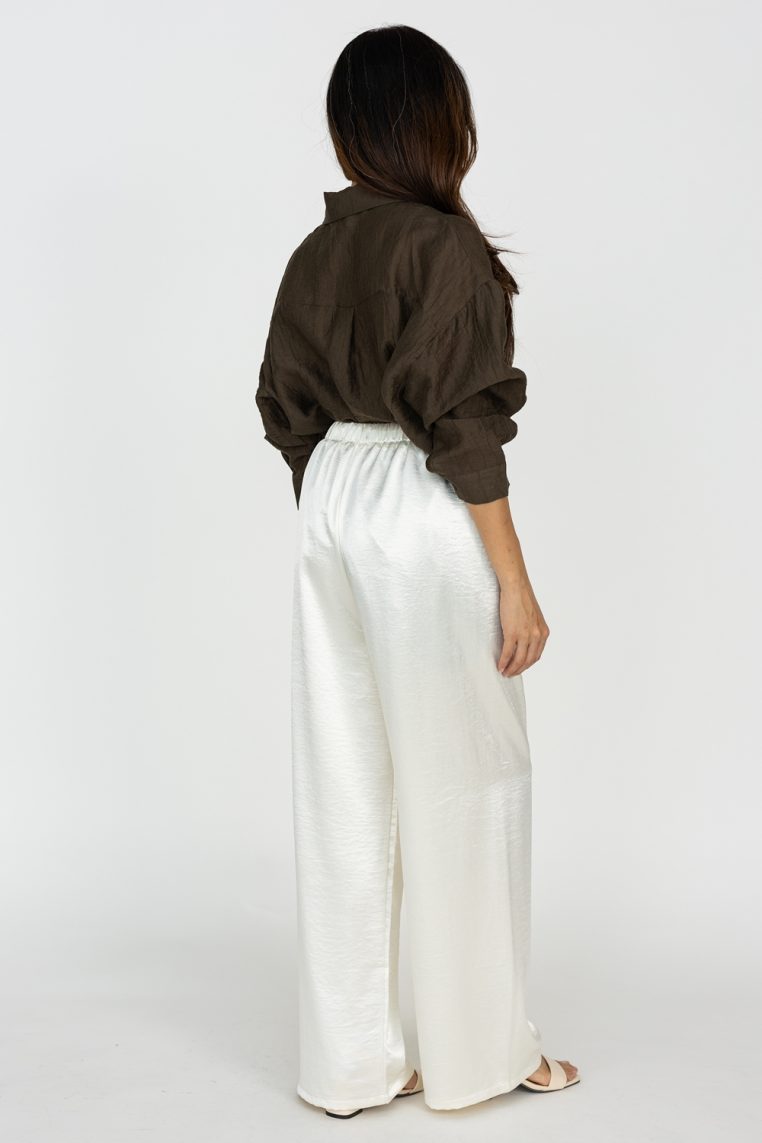 Satin Jogger Pants - Cream - Image 5