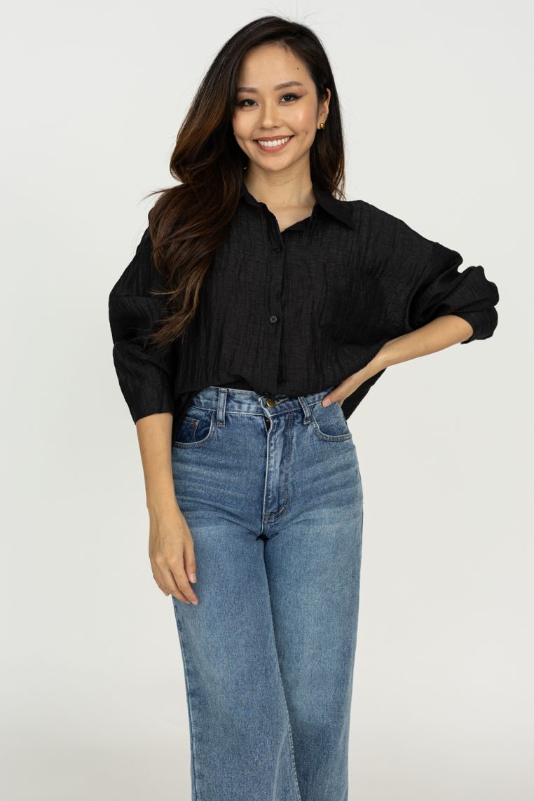 Light Weight Boyfriend Shirt - Black