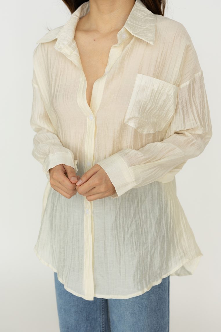 Alternative view of Light Weight Boyfriend Shirt - Cream