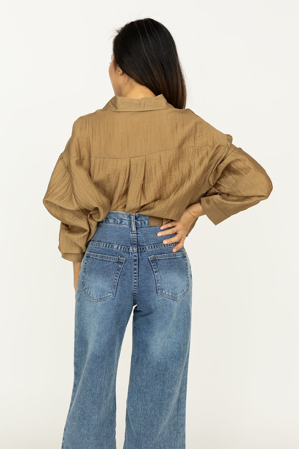 Light Weight Boyfriend Shirt - Khaki - Image 6