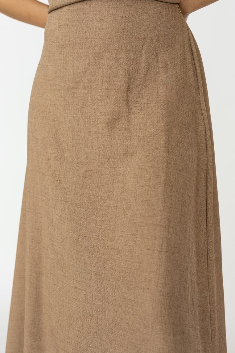 Square Neck Blouse and Maxi Skirt Co-ord Set - Light Brown - Image 8