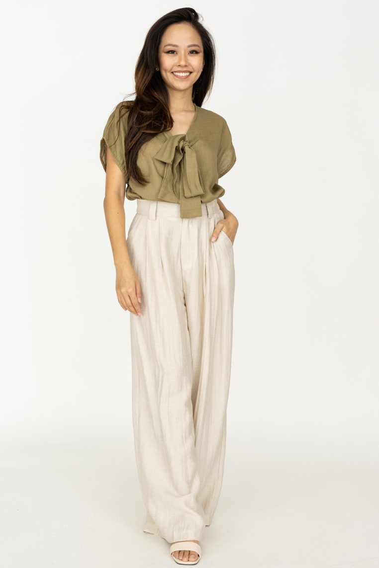 Linen Wide Legged Pants - Beige