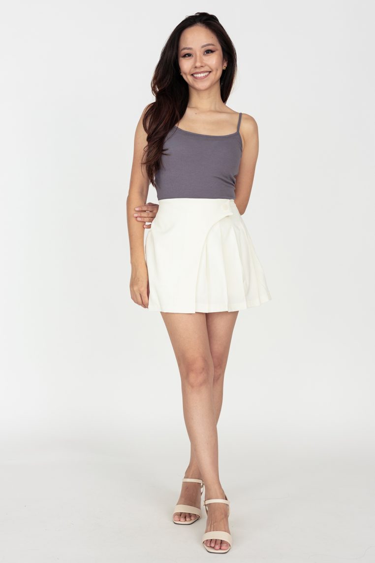 Alternative view of Overlap Pleated Skorts - Cream