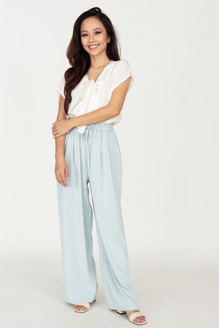 Basic Wide Leg Jogger Pants - Baby Blue - Image 3
