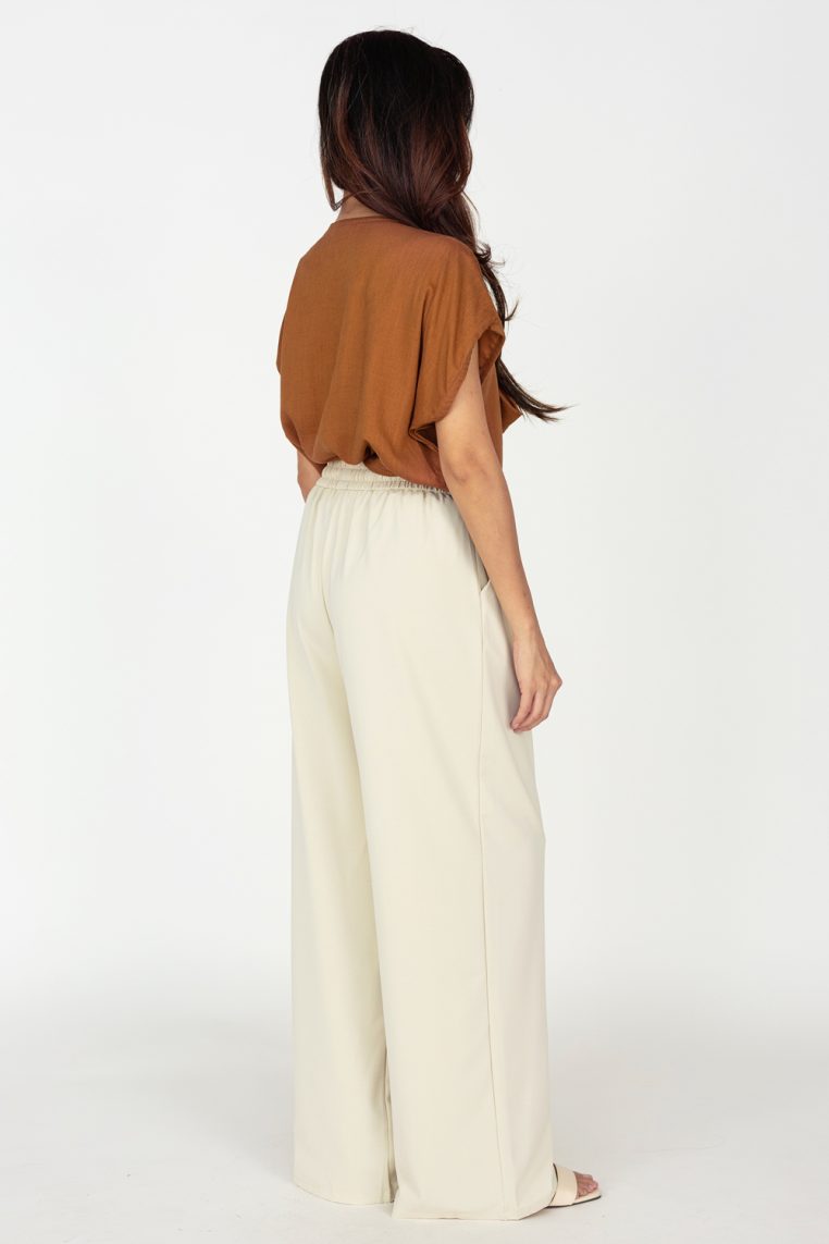Basic Wide Leg Jogger Pants - Beige - Image 5
