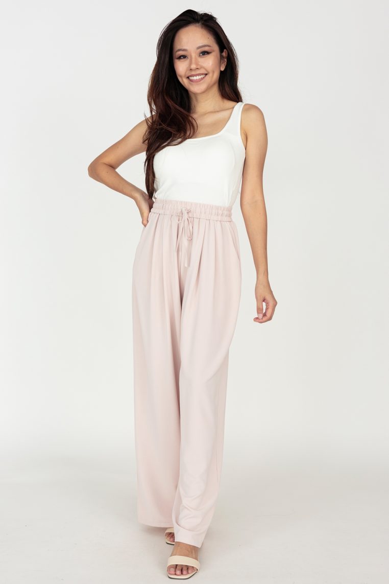 Basic Wide Leg Jogger Pants - Blush - Image 4