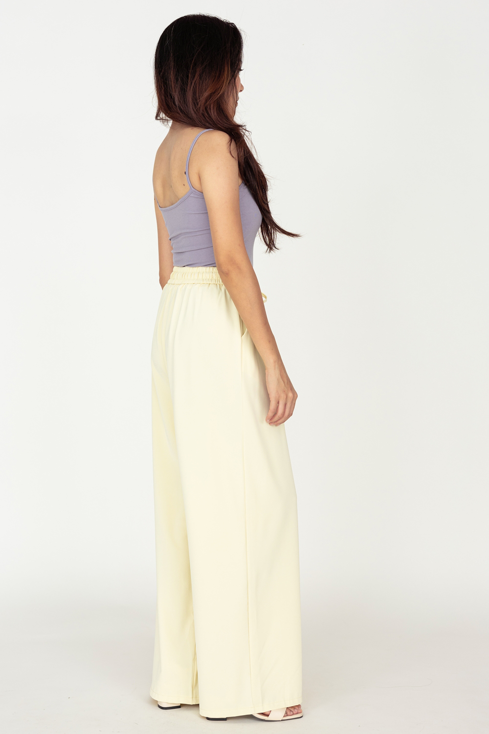 Basic Wide Leg Jogger Pants - Pale Yellow - Image 5