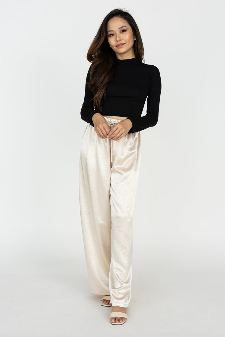 Crop High Neck Long Sleeve Top - Black - Image 4