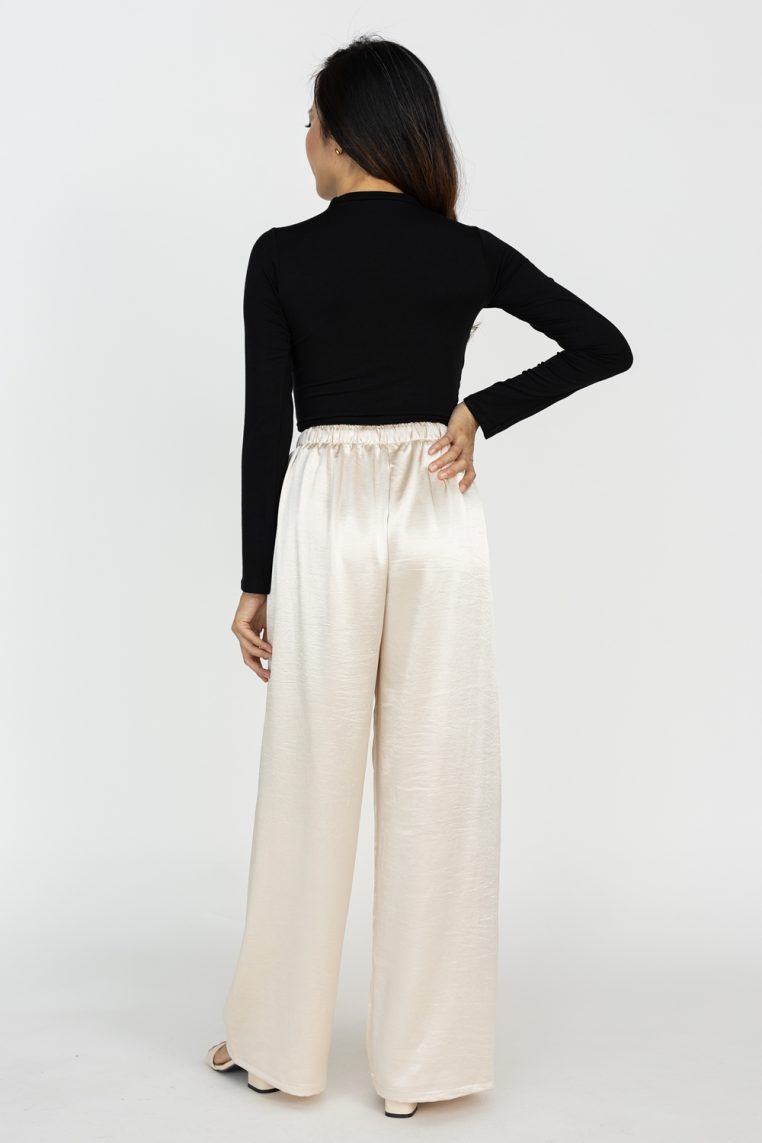 Crop High Neck Long Sleeve Top - Black - Image 6