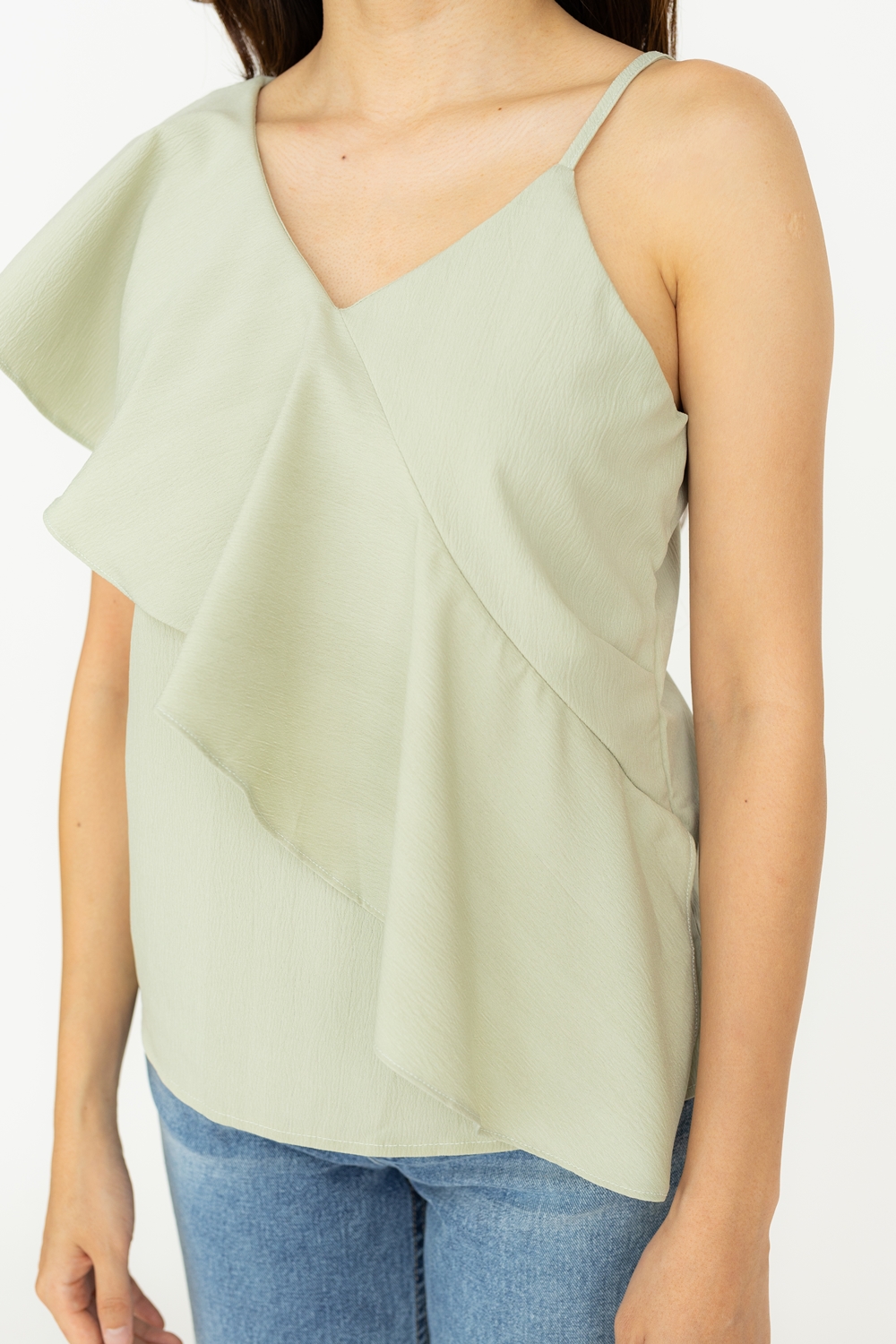 Ruffle Front Camisole Top - Sage - Image 7