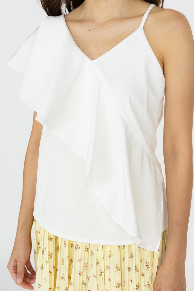 Alternative view of Ruffle Front Camisole Top - White
